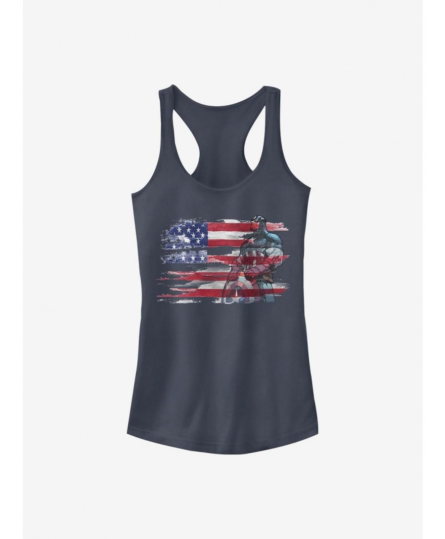 Bestselling Marvel Captain America Capt Ink Flag Girls Tank $9.46 Tanks