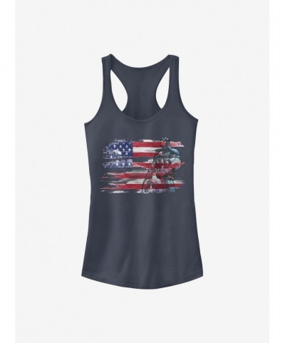 Bestselling Marvel Captain America Capt Ink Flag Girls Tank $9.46 Tanks