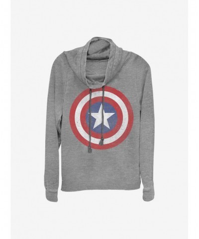 Cheap Sale Marvel Captain America Captain Classic Cowlneck Long-Sleeve Girls Top $16.61 Tops