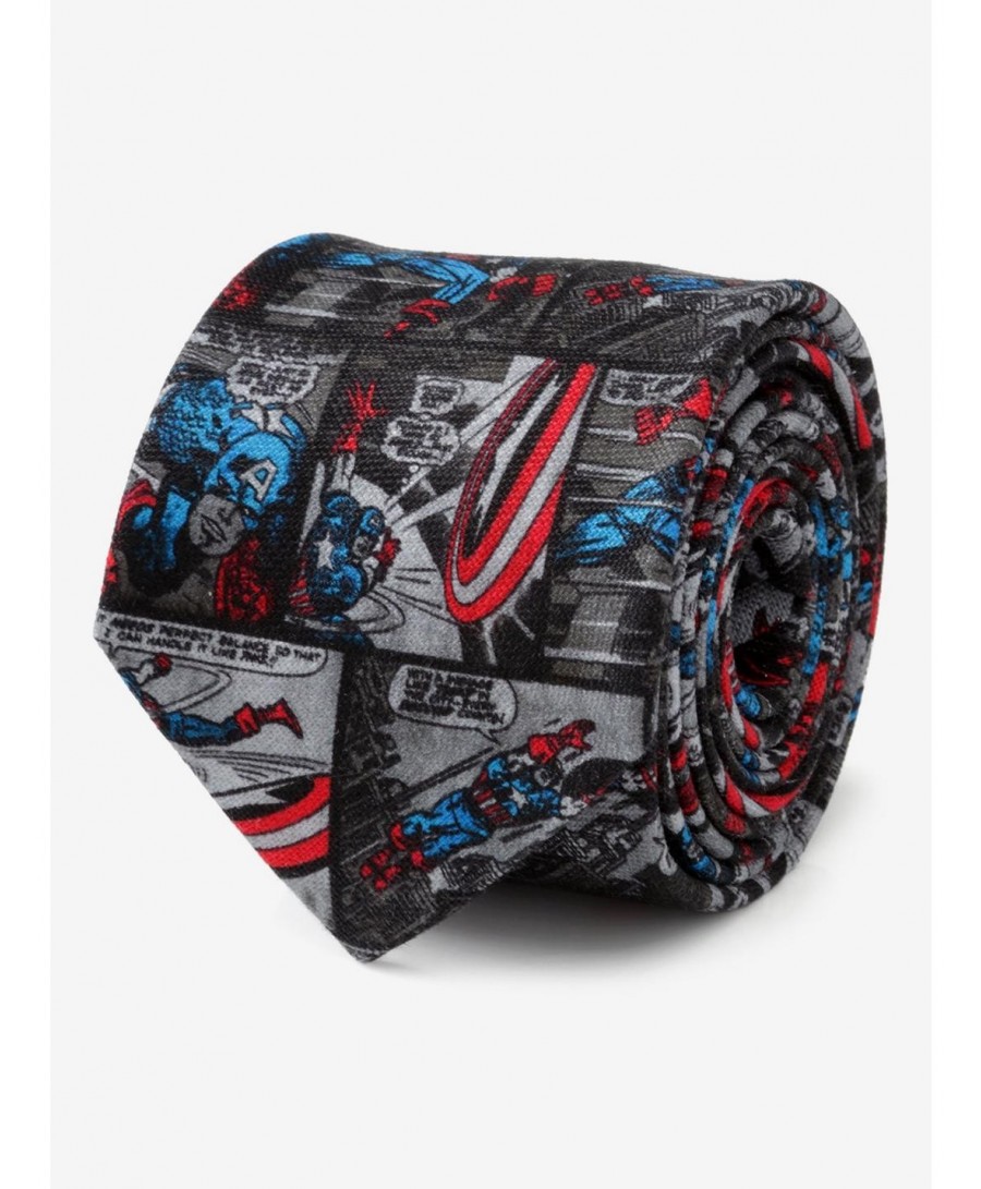 Discount Marvel Captain America Comic Grey Tie $29.35 Ties