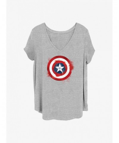 Absolute Discount Marvel Captain America Spray Logo Girls T-Shirt Plus Size $9.25 T-Shirts