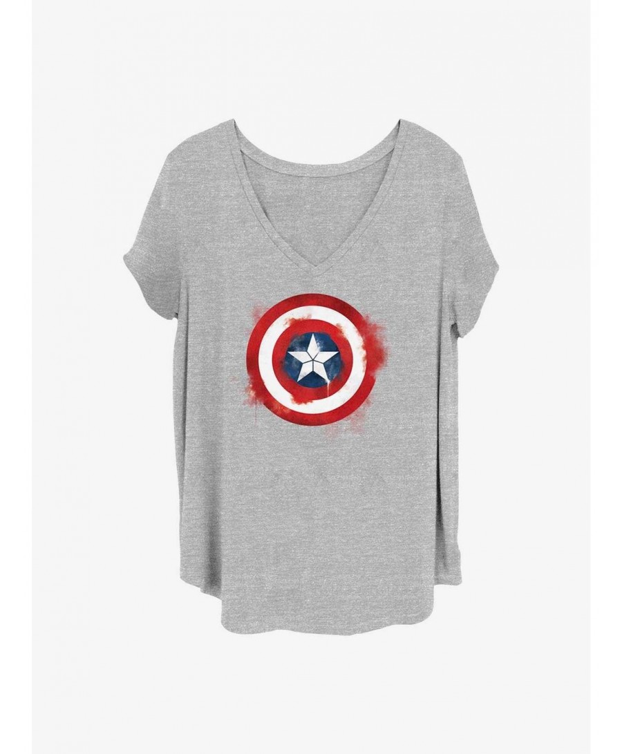 Absolute Discount Marvel Captain America Spray Logo Girls T-Shirt Plus Size $9.25 T-Shirts