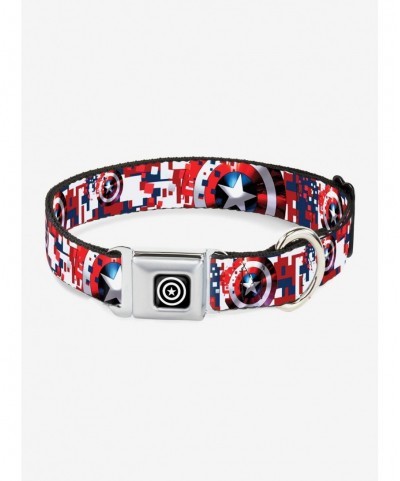 Discount Marvel Captain America Shield Digital Camo Seatbelt Buckle Dog Collar $11.70 Pet Collars