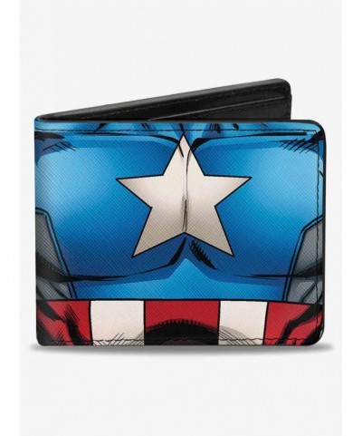 Low Price Marvel Captain America Chest Star Stripes Bifold Wallet $10.45 Wallets