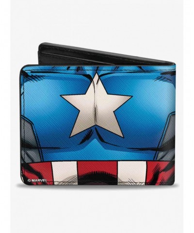 Low Price Marvel Captain America Chest Star Stripes Bifold Wallet $10.45 Wallets