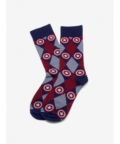 Unique Marvel Captain America Navy Argyle Stripe Socks $9.75 Socks