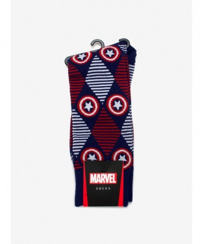 Unique Marvel Captain America Navy Argyle Stripe Socks $9.75 Socks