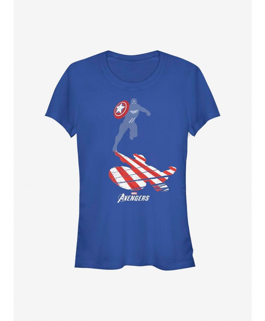 Limited-time Offer Marvel Captain America Cap Silhouette Girls T-Shirt $8.47 T-Shirts