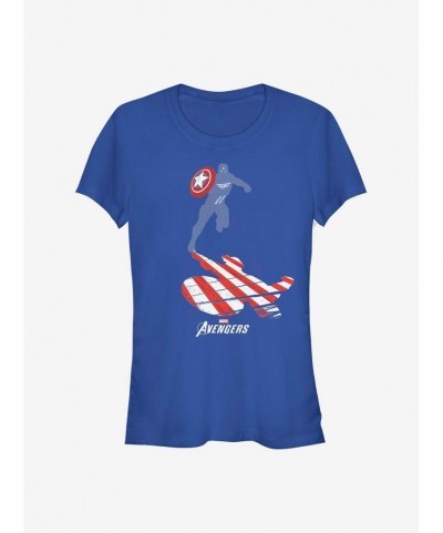 Limited-time Offer Marvel Captain America Cap Silhouette Girls T-Shirt $8.47 T-Shirts