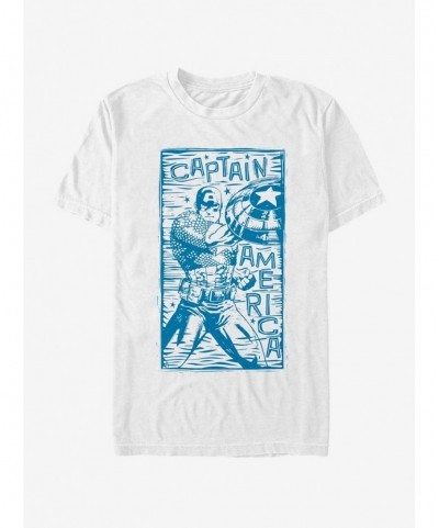 Huge Discount Marvel Captain America Stencil T-Shirt $10.99 T-Shirts