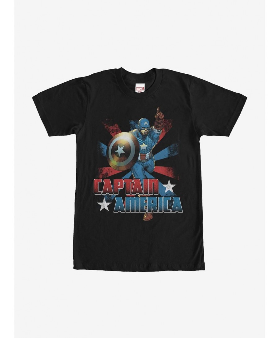 Exclusive Price Marvel Captain America Star T-Shirt $9.08 T-Shirts