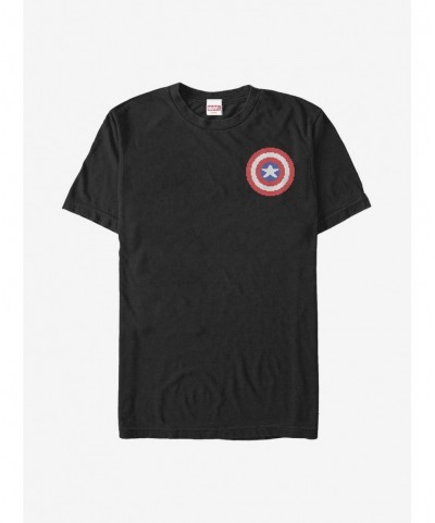 Limited-time Offer Marvel Captain America Pixel Badge T-Shirt $10.28 T-Shirts