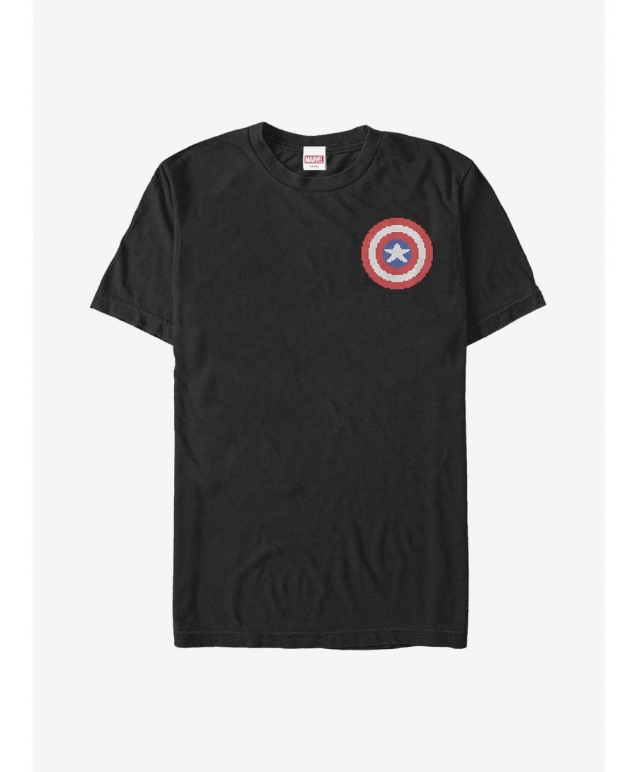 Limited-time Offer Marvel Captain America Pixel Badge T-Shirt $10.28 T-Shirts