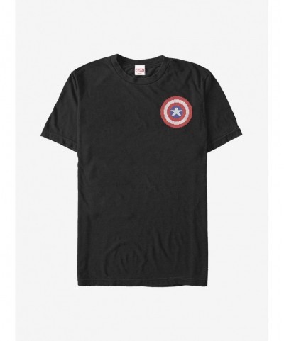 Limited-time Offer Marvel Captain America Pixel Badge T-Shirt $10.28 T-Shirts