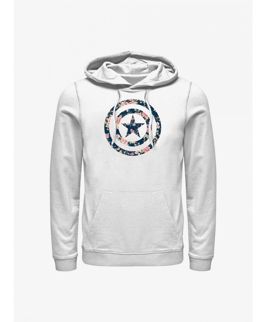 High Quality Marvel Captain America Floral Shield Hoodie $18.41 Hoodies