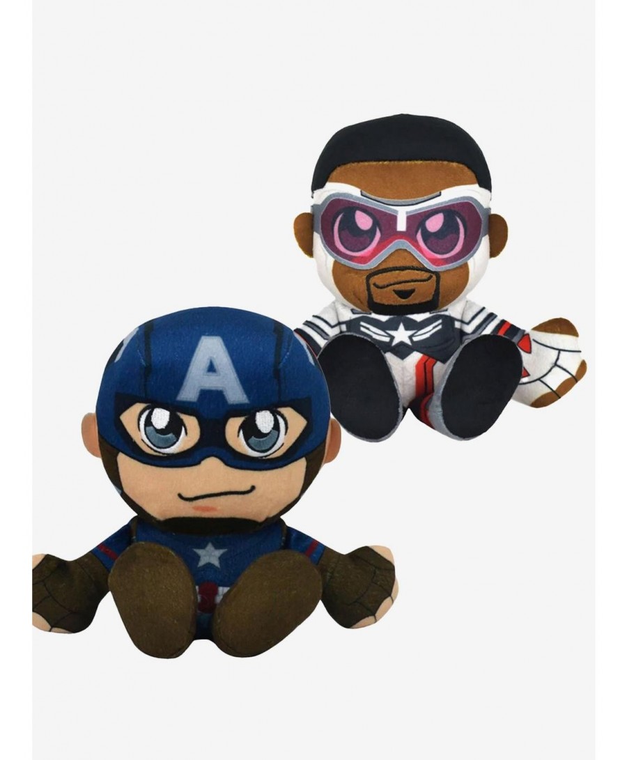 Clearance Marvel Captain America and Sam Wilson (Falcon Cap) Bleacher Creatures Plush Bundle $14.76 Plush