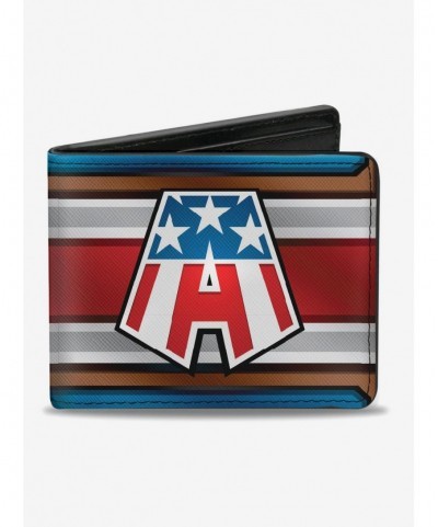 Limited Time Special Marvel Captain America Text A Logo Stripe Bifold Wallet $8.15 Wallets