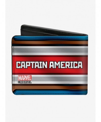 Limited Time Special Marvel Captain America Text A Logo Stripe Bifold Wallet $8.15 Wallets