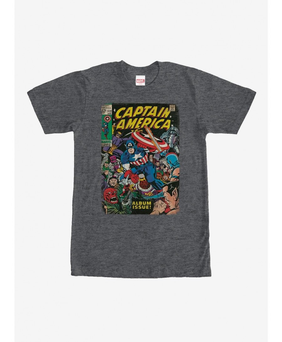 Discount Sale Marvel Captain America Comic Book Cover Print T-Shirt $7.17 T-Shirts