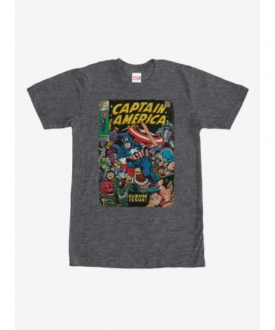 Discount Sale Marvel Captain America Comic Book Cover Print T-Shirt $7.17 T-Shirts