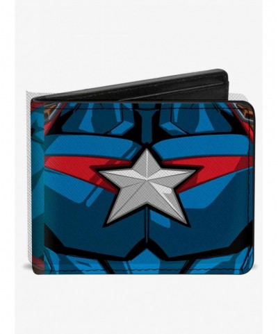 Best Deal Marvel Captain America Character Close Up Chest and Back Bifold Wallet $6.69 Wallets