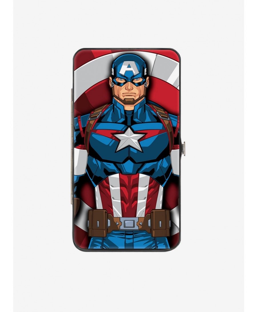 Absolute Discount Marvel Captain America Standing Shield Pose Hinged Wallet $8.78 Wallets