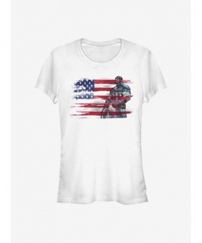 New Arrival Marvel Captain America Capt Ink Flag Girls T-Shirt $11.95 T-Shirts