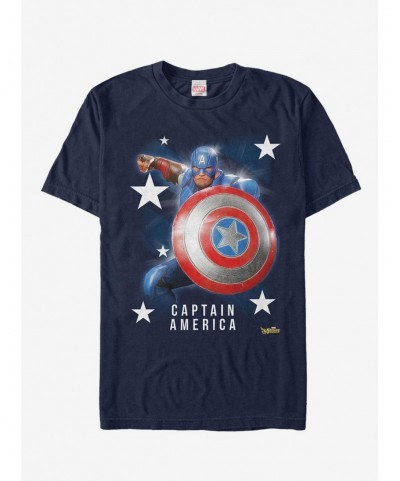 Value Item Marvel Strike Force Captain America Stars T-Shirt $8.60 T-Shirts