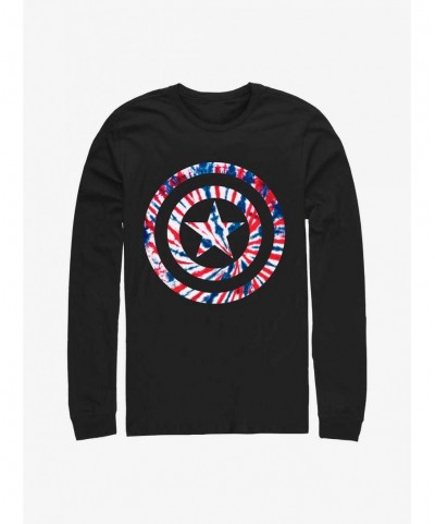 Hot Selling Marvel Captain America Tie-Dye America Long-Sleeve T-Shirt $12.83 T-Shirts