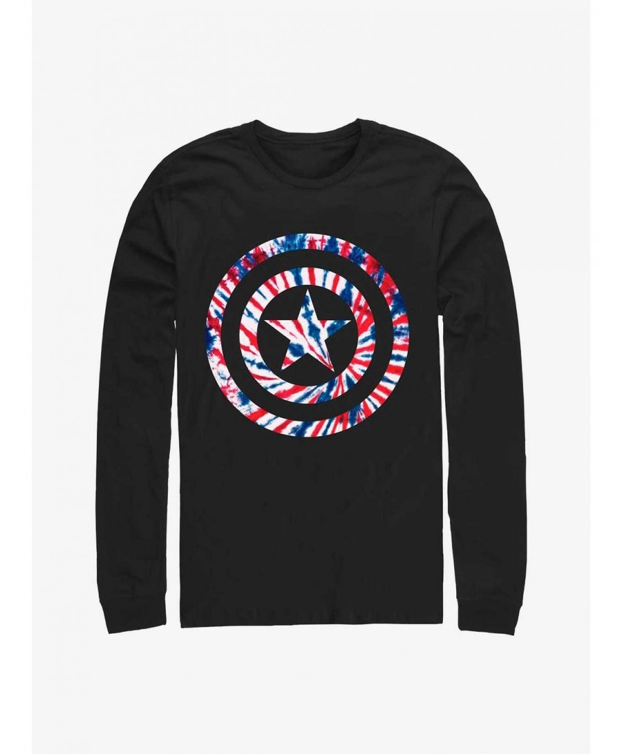 Hot Selling Marvel Captain America Tie-Dye America Long-Sleeve T-Shirt $12.83 T-Shirts