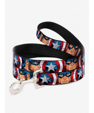 Discount Sale Marvel Captain America Face Turns Shield Close Up Dog Leash $8.70 Others