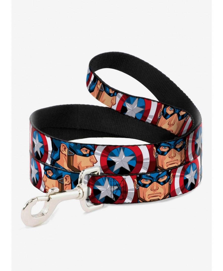 Discount Sale Marvel Captain America Face Turns Shield Close Up Dog Leash $8.70 Others