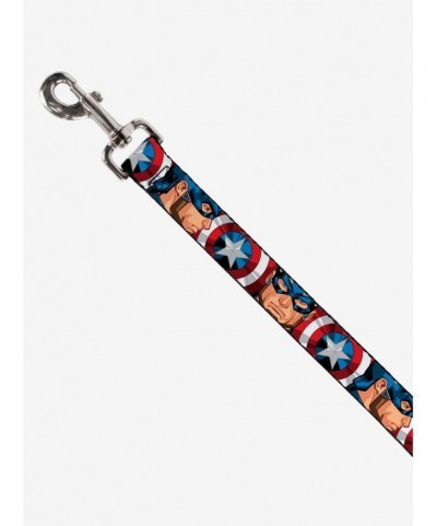 Discount Sale Marvel Captain America Face Turns Shield Close Up Dog Leash $8.70 Others