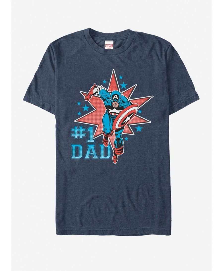 Unique Marvel Captain America Number 1 Dad T-Shirt $11.23 T-Shirts