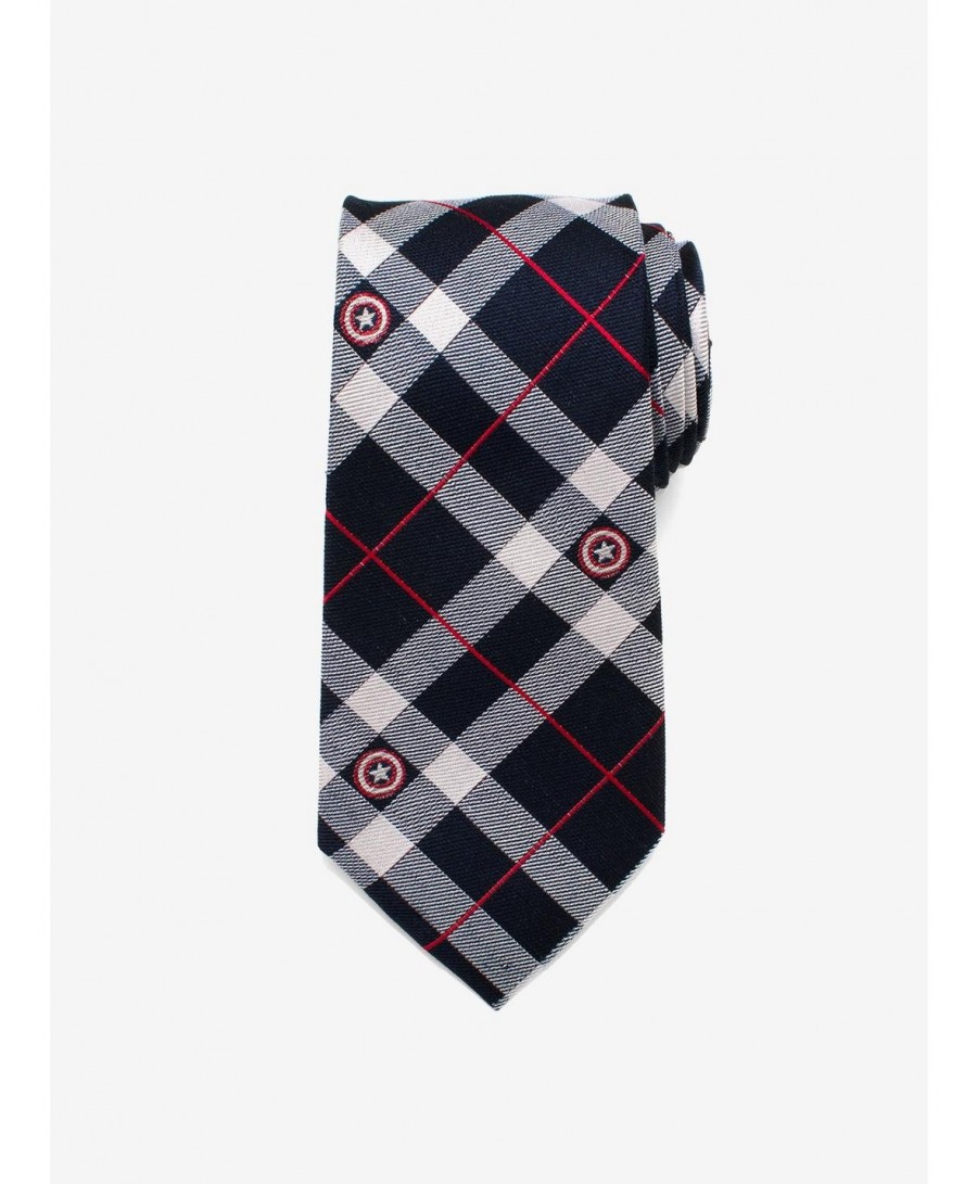 High Quality Marvel Captain America Blue Plaid Tie $20.45 Ties