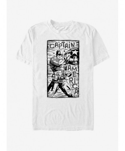 Clearance Marvel Captain America Stencil T-Shirt $11.23 T-Shirts