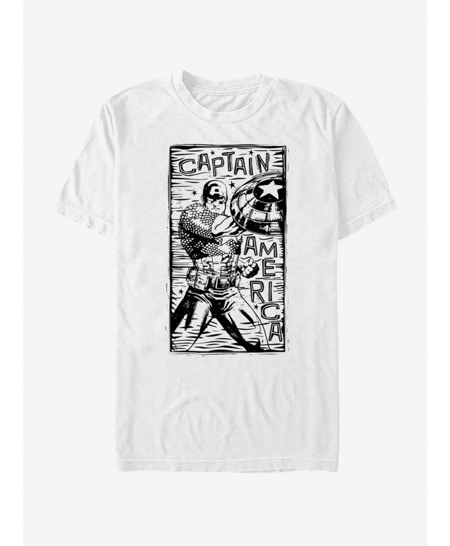 Clearance Marvel Captain America Stencil T-Shirt $11.23 T-Shirts