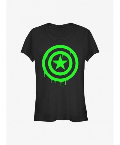 Absolute Discount Marvel Captain America Oozing Shield Girls T-Shirt $11.95 T-Shirts