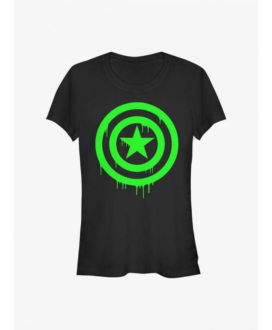 Absolute Discount Marvel Captain America Oozing Shield Girls T-Shirt $11.95 T-Shirts