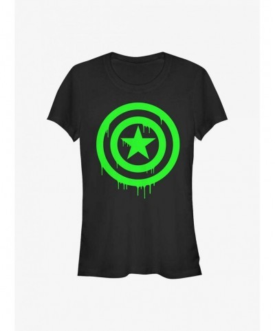 Absolute Discount Marvel Captain America Oozing Shield Girls T-Shirt $11.95 T-Shirts