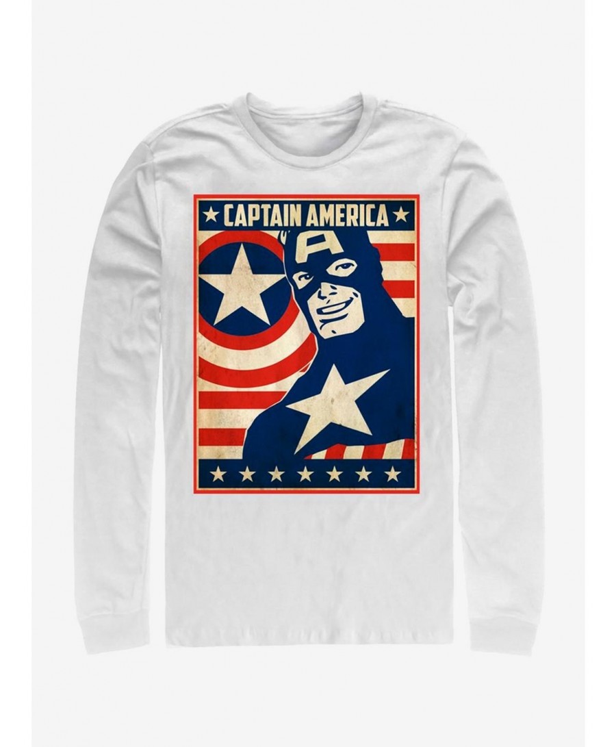 Festival Price Marvel Captain America Da Poster Long-Sleeve T-Shirt $12.50 T-Shirts