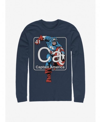 Premium Marvel Captain America Periodic Captain Long-Sleeve T-Shirt $9.87 T-Shirts