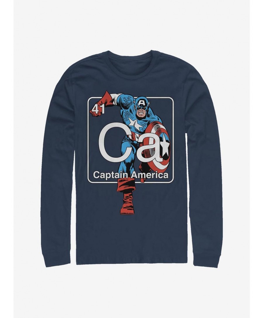 Premium Marvel Captain America Periodic Captain Long-Sleeve T-Shirt $9.87 T-Shirts