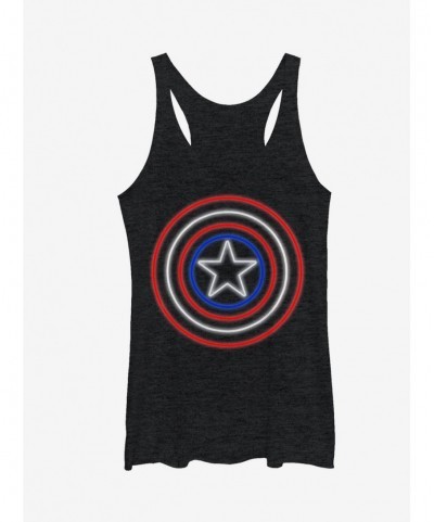 Fashion Marvel Captain America Shield Neon Light Girls Tanks $7.77 Tanks