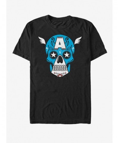 Limited-time Offer Marvel Captain America Sugar Skull T-Shirt $10.04 T-Shirts