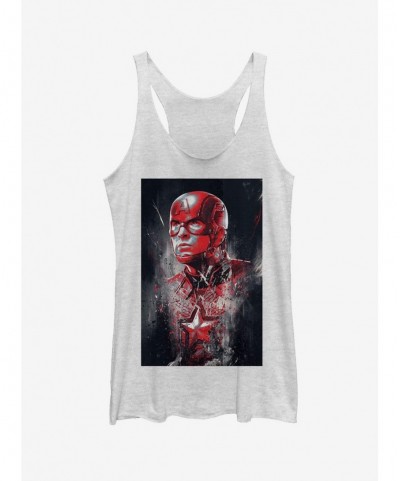 Limited Time Special Marvel Avengers: Endgame Captain America Painted Girls White Heathered Tank Top $8.03 Tops