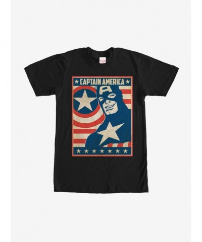 Big Sale Marvel Captain America Poster T-Shirt $10.76 T-Shirts