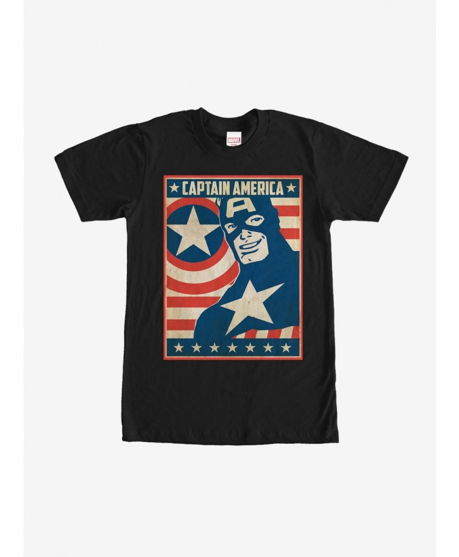 Big Sale Marvel Captain America Poster T-Shirt $10.76 T-Shirts