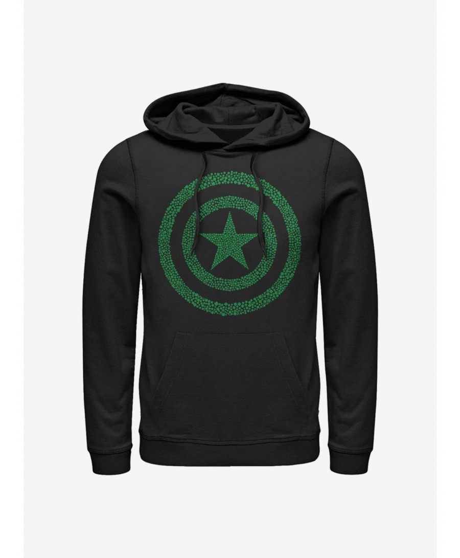 Sale Item Marvel Captain America Clover Shield Hoodie $17.51 Hoodies