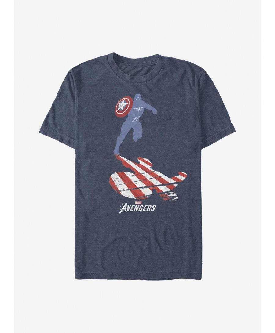 Hot Sale Marvel Captain America Silhouette T-Shirt $10.04 T-Shirts